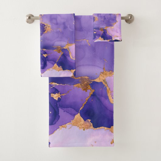 ドリーミーラベンダーアルコールインクと金ゴールド バスタオルセット (インサイチュ)