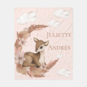 ドリーミーリトルバンビ&クラウド|花ベビー子供部屋 フリースブランケット (正面)