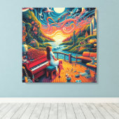 ドリーミーリバーフロント調和 キャンバスプリント (インサイチュ (ウッドフロア))