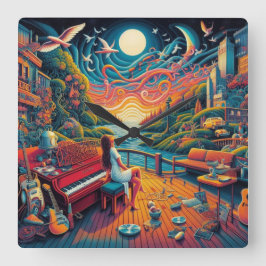 ドリーミーリバーフロント調和 スクエア壁時計