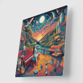 ドリーミーリバーフロント調和 スクエア壁時計 (傾斜)