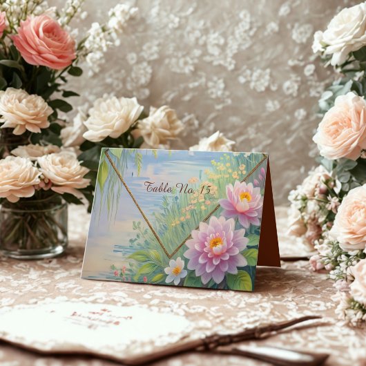 ドリーミーレイクサイド庭園の結婚式テーブル番号 サンキューカード