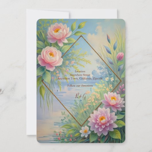 ドリーミーレイクサイド庭園の結婚式保存日 招待状 (裏面)