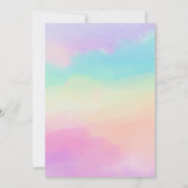 ドリーミーレインボーウォーターカラーピンクボウガール誕生日 招待状 (裏面)