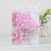 ドリーミーロマンチックピンクペオニーフローラブライダルシャワー 招待状 (スタンド正面)