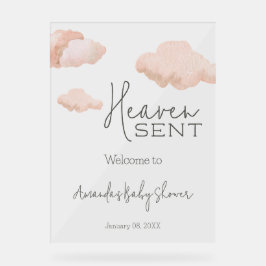 ドリーミー天国送信スカイベージュベイビーシャワーへようこそ アクリルサイン