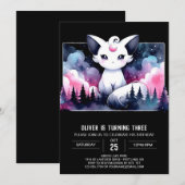 ドリーミー威厳のあるキャット誕生日 招待状 (正面/裏面)