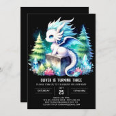 ドリーミー威厳のあるドラゴン誕生日 招待状 (正面/裏面)