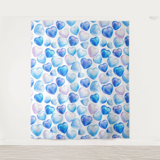 "ドリーミー水カラーハートウォールタペストリー – 大" タペストリー (正面)