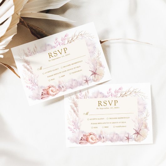 ドリーミー海アンダーザシービーチ結婚式RSVP エンクロージャーカード