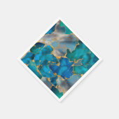 ドリーミー海ブルーと金ゴールド スタンダードカクテルナプキン (角)