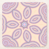 ドリーミー渦巻き旋回 – パステルパタサイケデリックーン スクエアペーパーコースター (正面)