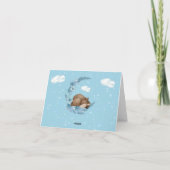 ドリーミー男の赤ちゃんバンビ&ブルーフラワーズムーンクラウド サンキューカード (裏面)