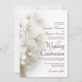 ドリーミー白い蘭エレガント蘭ブルゴーニュ結婚ーズ 招待状 (正面)