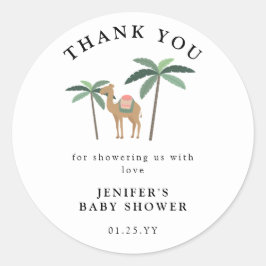 ドリーミー砂漠かわいいラクダありがとうステッカー ラウンドシール