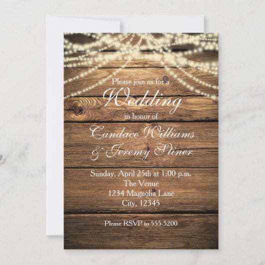 ドリーミー素朴ロマンティックライト結婚式招待状 招待状 (正面)