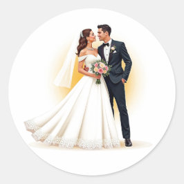 ドリーミー結婚ズのカップルのステッカーセット ラウンドシール