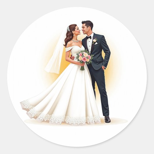 ドリーミー結婚ズのカップルのステッカーセット ラウンドシール (正面)