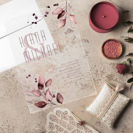 ドリーミー結婚リーフのブルゴーニュID817アクリルインヴィ アクリル招待状