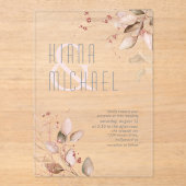 ドリーミー結婚リーフの赤面ピンクID817 アクリル招待状 (正面)