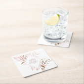 ドリーミー結婚リーフの赤面ピンクID817 スクエアペーパーコースター (インサイチュ)