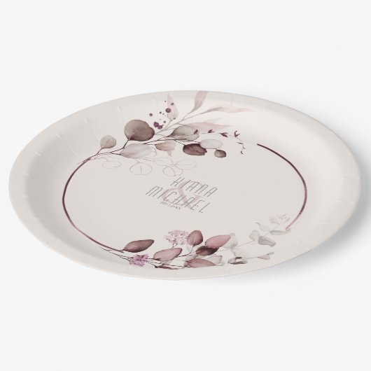 ドリーミー結婚リーフのV1ブルゴーニュID817 ペーパープレート (アングル)