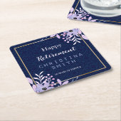 ドリーミー薄紫パステルウォーターカラーリタイアメントパーティー スクエアペーパーコースター (アングル)