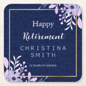 ドリーミー薄紫パステルウォーターカラーリタイアメントパーティー スクエアペーパーコースター (正面)