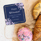 ドリーミー薄紫パステルウォーターカラーリタイアメントパーティー スクエアペーパーコースター