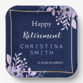 ドリーミー薄紫パステルウォーターカラーリタイアメントパーティー ペーパープレート (正面)