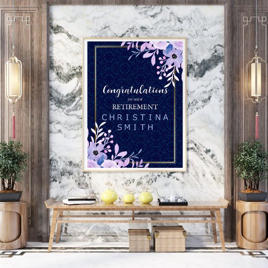 ドリーミー薄紫パステルウォーターカラーリタイアメントパーティー ポスター