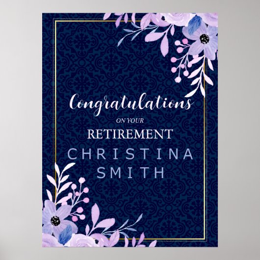 ドリーミー薄紫パステルウォーターカラーリタイアメントパーティー ポスター (正面)