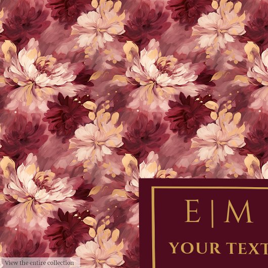 ドリーミー赤面ブルゴーニュ金ゴールドパーソナライズされたフローラ フリースブランケット