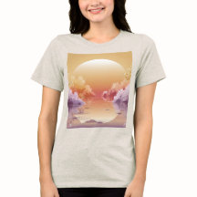ドリーミー金ゴールドサンセットイラストレーションTシャツ