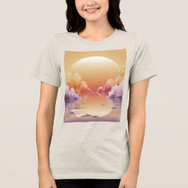 ドリーミー金ゴールドサンセットイラストレーションTシャツ トライブレンドTシャツ