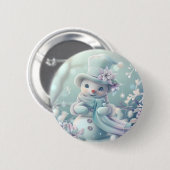 ドリーミー雪だるまボタン 缶バッジ (正面&裏面)
