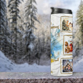 ドリーミー6フォトコラージュブルー&金ゴールドクリスマスツリー タンブラー