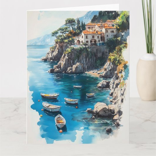 ドリーミー・アマルフィ海岸：水絵を描色のデザイン カード (正面)
