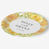 ドリーミー・イエローローズ結婚ズ ペーパープレート (アングル)