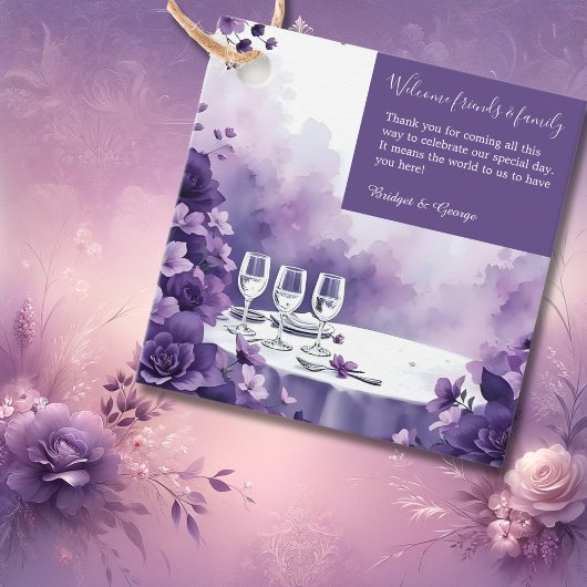 ドリーミー・パープル結婚フローラズとエッフェル・タワー フェイバータグ