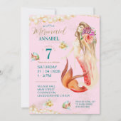 ドリーミー・マーメイド誕生日パーティー 招待状 (正面)