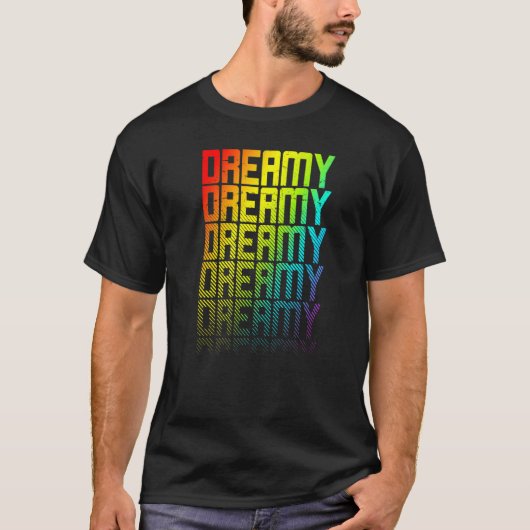 ドリーミーLgbtq+レインボーゲイプライド文字フェードグラフィック Tシャツ (正面)