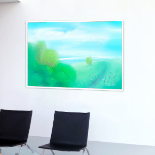 ドリーミ気にーフリー海辺オリジナルデジ絵画タル ポスター