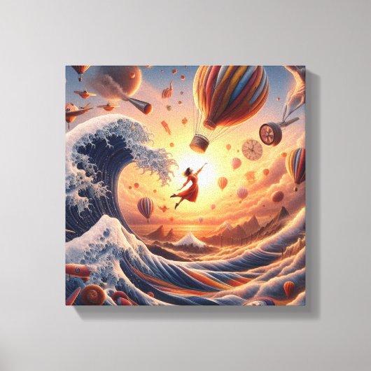 ドリームウィーバーの旅:ファンタジー熱気球 キャンバスプリント (正面)
