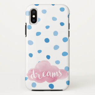 ドリームウォーターカラーブルー水玉模様 iPhone XSケース