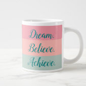 ドリームエ信じーダーピンクピーチティール(緑がかった色)ハンドスクリプト ジャンボコーヒーマグカップ (右)