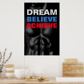 ドリームエ信じーメットやる気を起こさせるボディビル ポスター (キッチン)