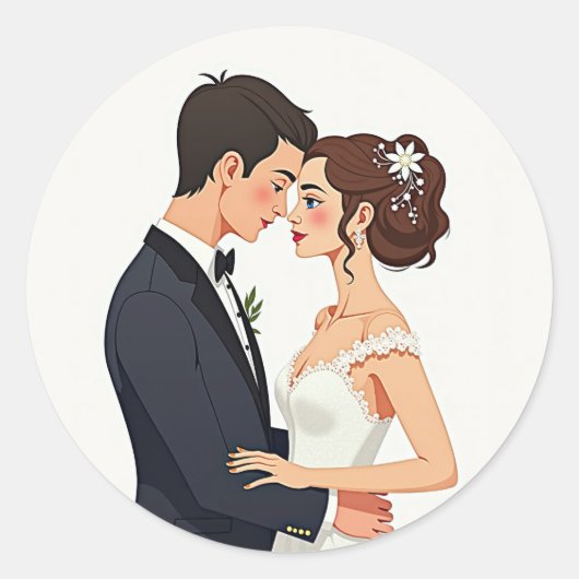 ドリームカップル結婚ステッカー ラウンドシール (正面)