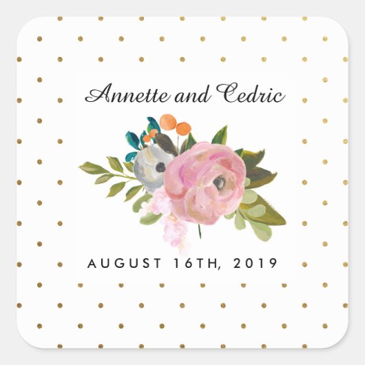 ドリームガーデン結婚フローラのカスタム好意 スクエアシール (正面)