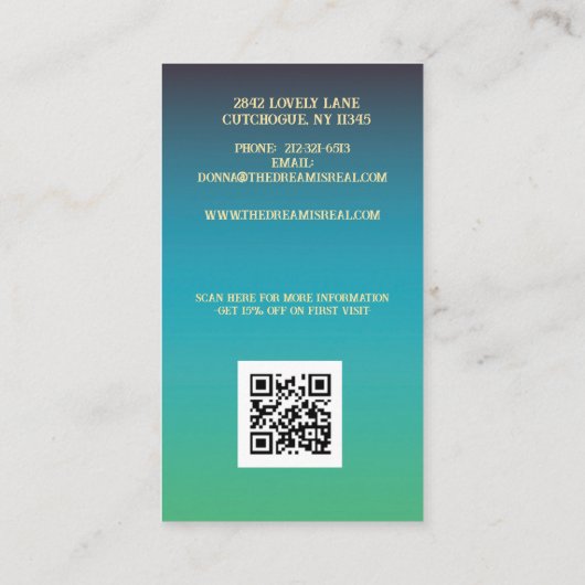 ドリームキャエレガントッチャースピリチュアルヒーリング 名刺 (裏面)